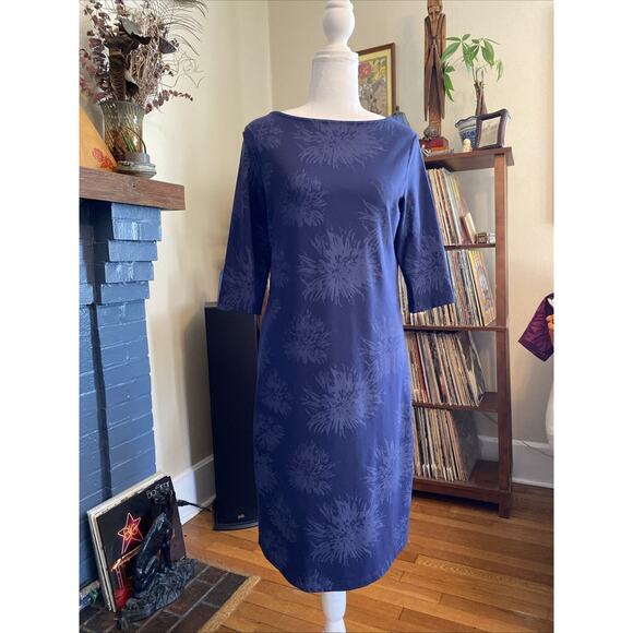 Travelsmith Dress XS Midi Knit Popover Print Lot Of 2 Blue Purple Comfort - Picture 4 of 11